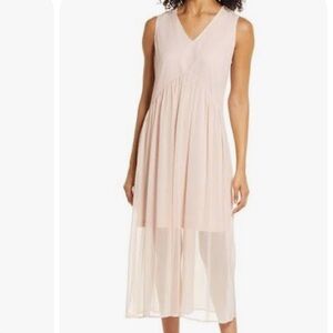 Halogen Double V-Neck Layered Chiffon Dress - Pink Smoke